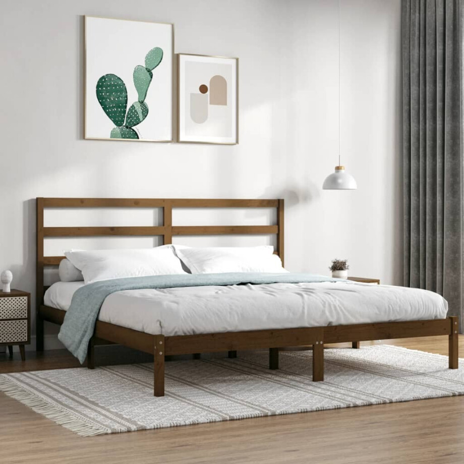 vidaXL Bedframe massief grenenhout honingbruin 200x200 cm vidaXL Bedframe massief grenenhout honingbruin 200x200 cm afbeelding 1