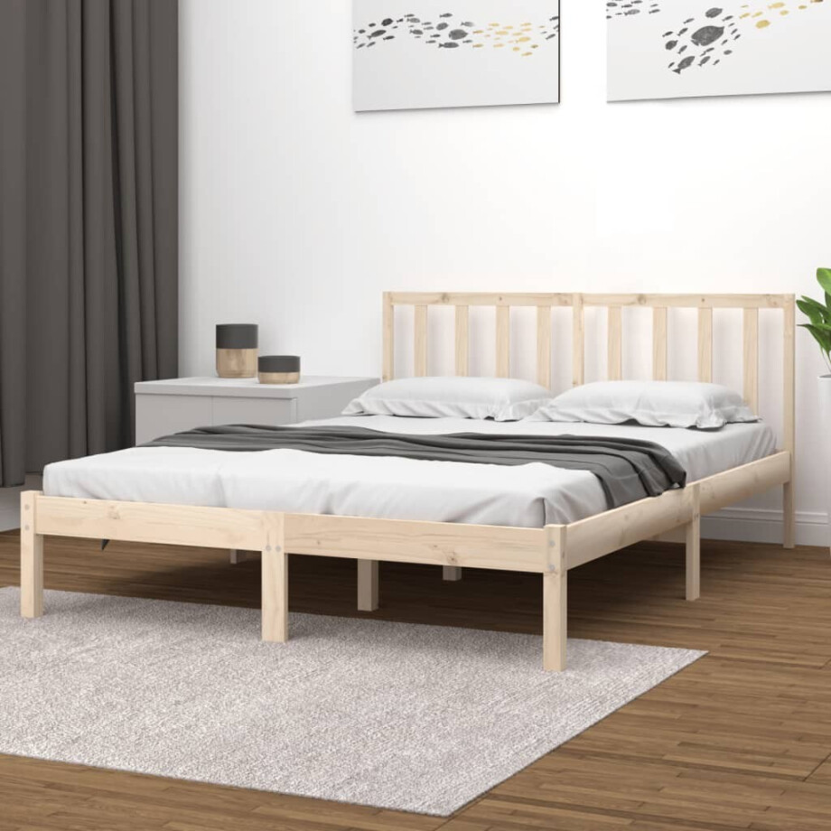 vidaXL Bedframe massief grenenhout 200x200 cm vidaXL Bedframe massief grenenhout 200x200 cm afbeelding 1