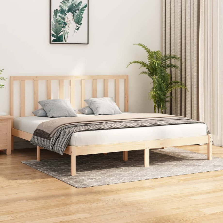 vidaXL Bedframe massief grenenhout 200x200 cm vidaXL Bedframe massief grenenhout 200x200 cm afbeelding 1