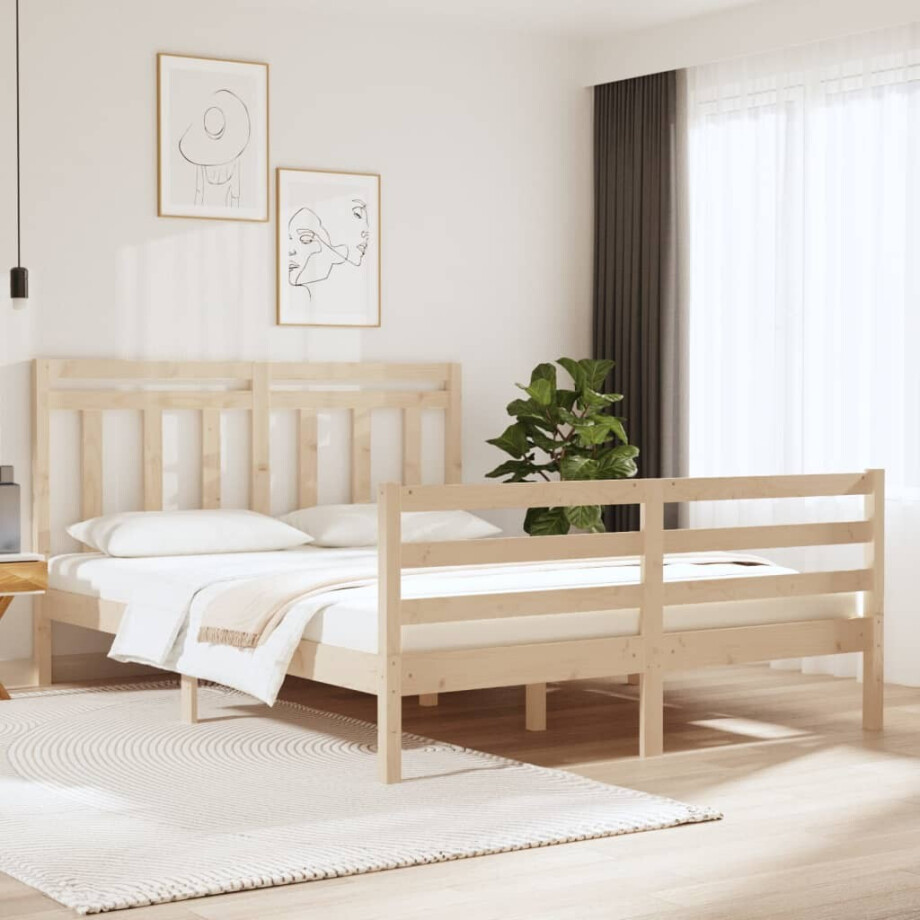 vidaXL Bedframe massief hout 120x190 cm vidaXL Bedframe massief hout 120x190 cm afbeelding 1