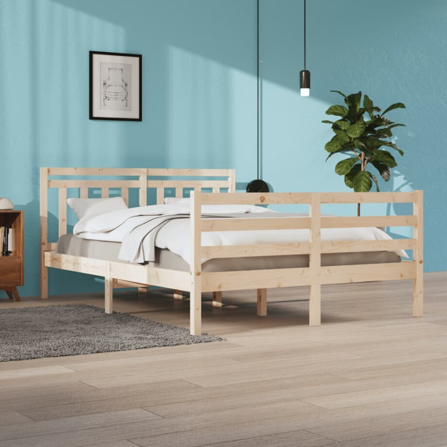 vidaXL Bedframe massief hout 160x200 cm vidaXL Bedframe massief hout 160x200 cm afbeelding 1