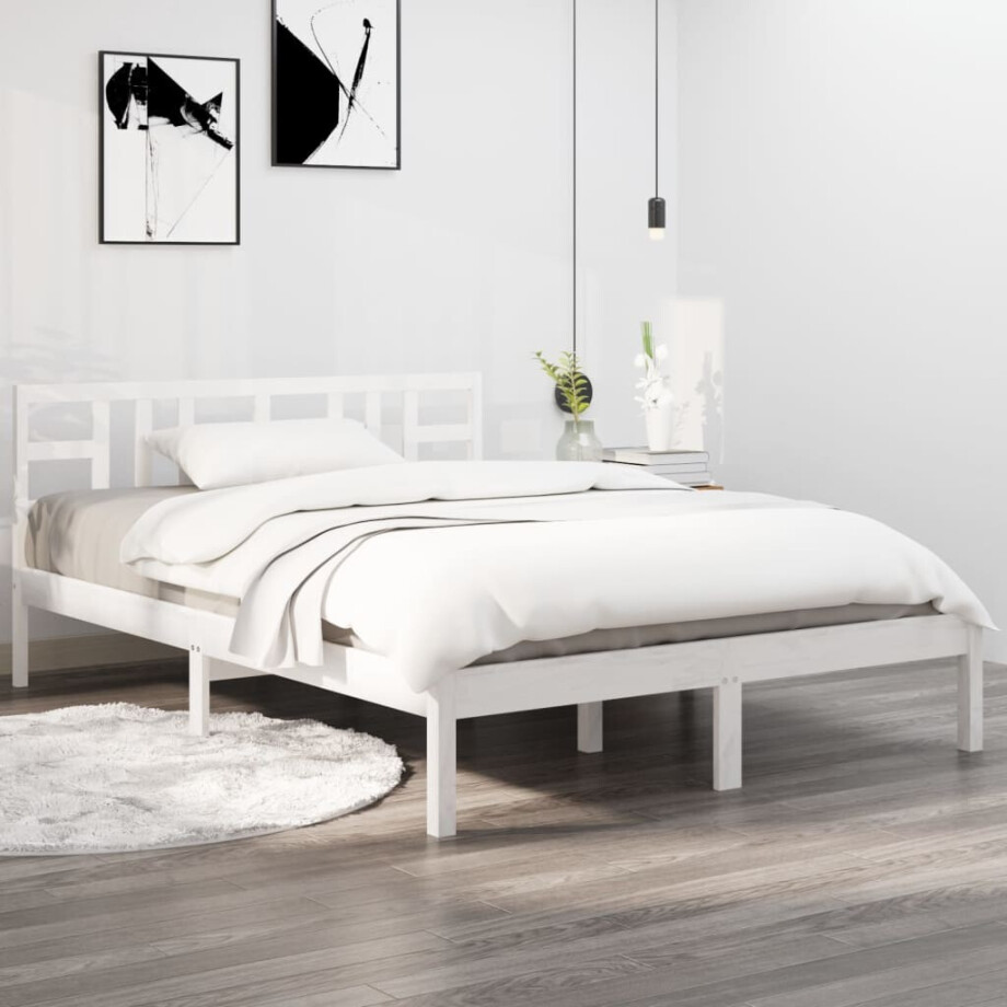 vidaXL Bedframe massief hout wit 120x200 cm vidaXL Bedframe massief hout wit 120x200 cm afbeelding 1