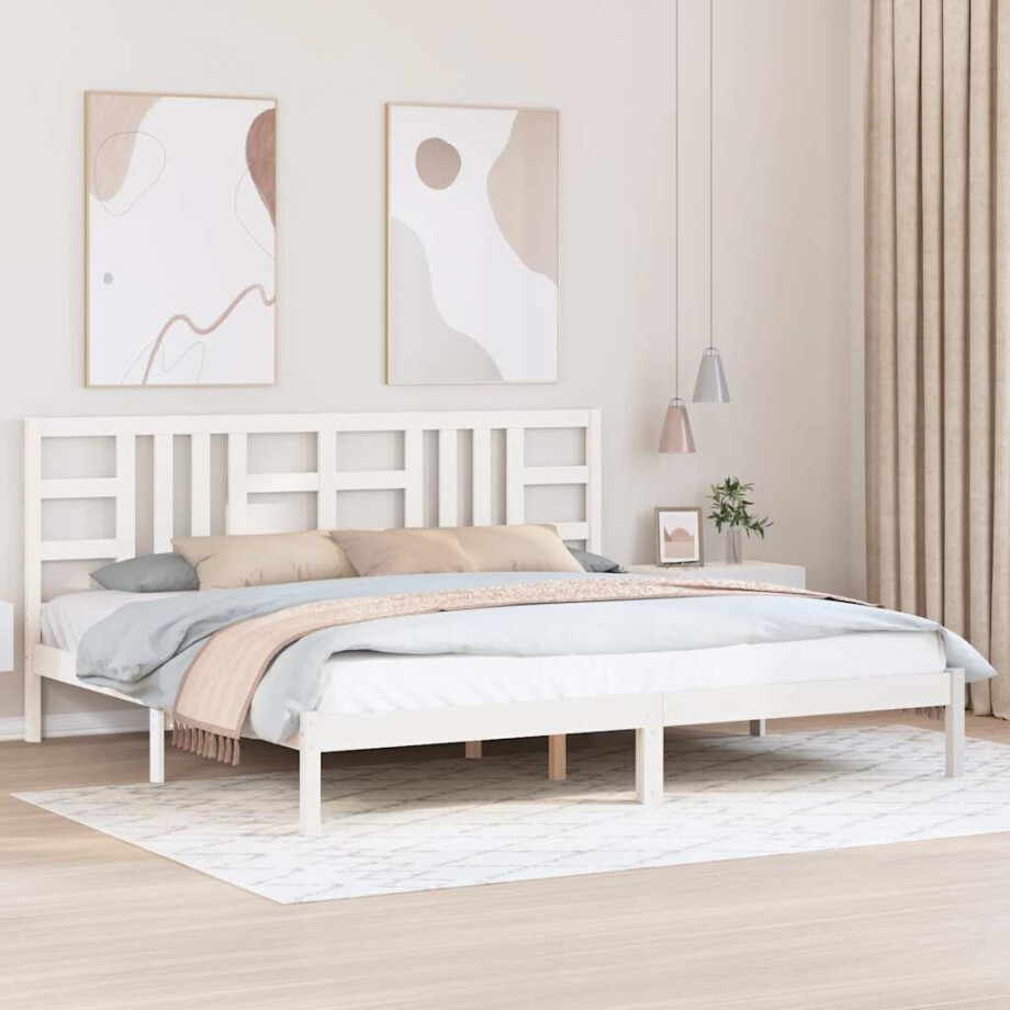 vidaXL Bedframe massief hout wit 200x200 cm vidaXL Bedframe massief hout wit 200x200 cm afbeelding 1