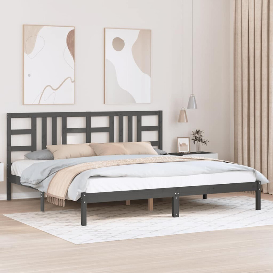 vidaXL Bedframe massief hout grijs 200x200 cm vidaXL Bedframe massief hout grijs 200x200 cm afbeelding 1