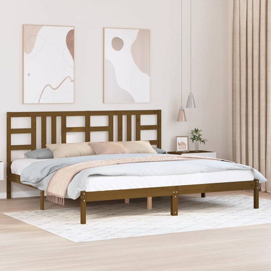 vidaXL Bedframe massief hout honingbruin 200x200 cm afbeelding 1