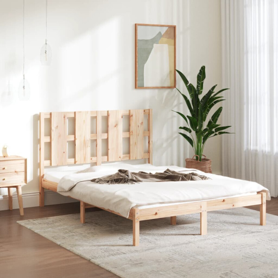 vidaXL Bedframe massief hout 120x190 cm afbeelding 1
