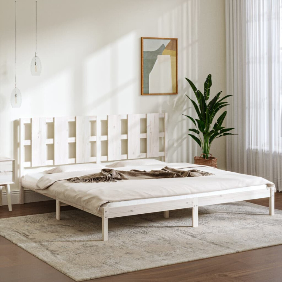 vidaXL Bedframe massief hout wit 180x200 cm afbeelding 1