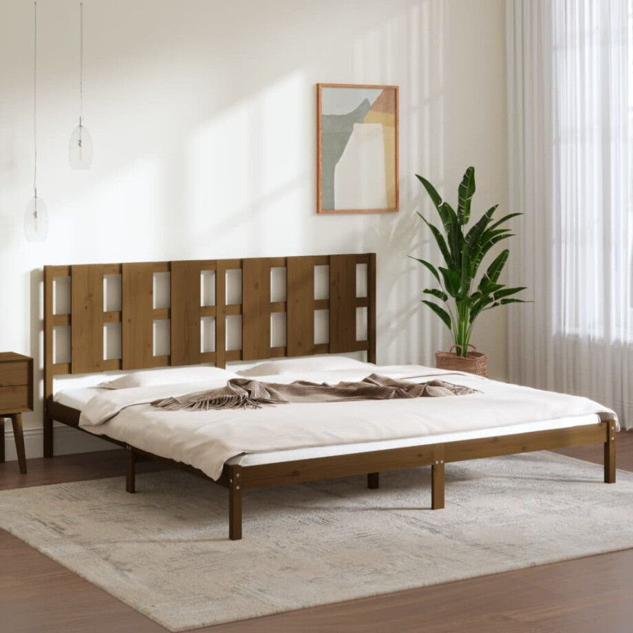 vidaXL Bedframe massief grenenhout honingbruin 200x200 cm vidaXL Bedframe massief grenenhout honingbruin 200x200 cm afbeelding 1