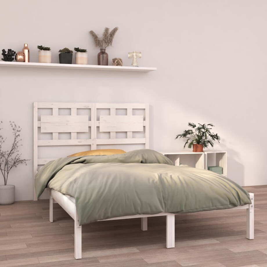 vidaXL Bedframe massief hout wit 120x200 cm afbeelding 1