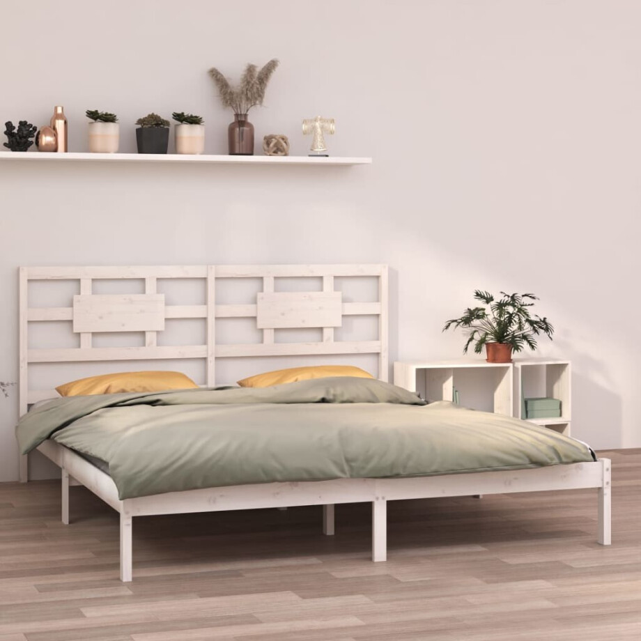 vidaXL Bedframe massief hout wit 180x200 cm afbeelding 1