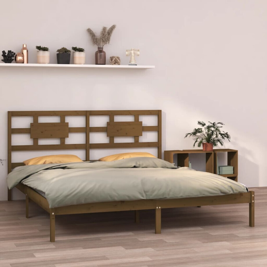 vidaXL Bedframe massief hout honingbruin 200x200 cm vidaXL Bedframe massief hout honingbruin 200x200 cm afbeelding 1
