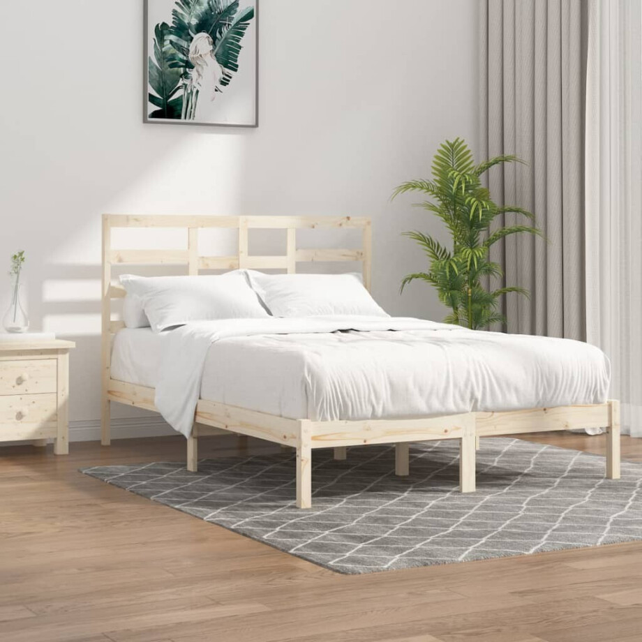 vidaXL Bedframe massief hout 140x190 cm afbeelding 1
