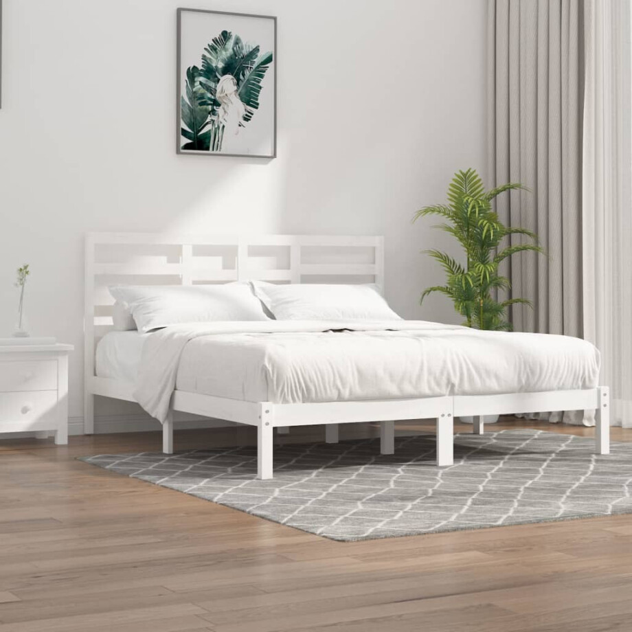 vidaXL Bedframe massief hout wit 200x200 cm vidaXL Bedframe massief hout wit 200x200 cm afbeelding 1