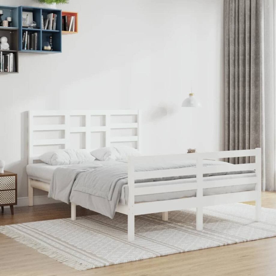 vidaXL Bedframe massief hout wit 120x200 cm afbeelding 1