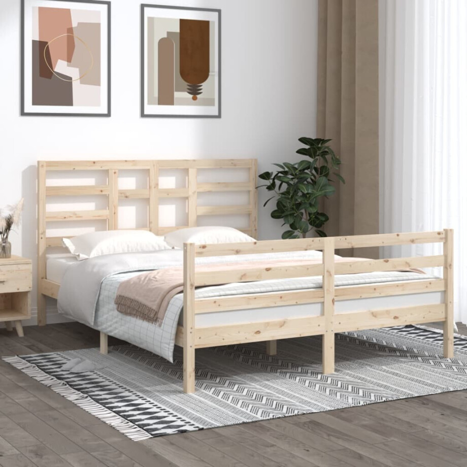 vidaXL Bedframe massief hout 150x200 cm vidaXL Bedframe massief hout 150x200 cm afbeelding 1