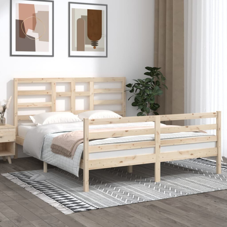 vidaXL Bedframe zonder matras massief hout 160x200 cm afbeelding 1