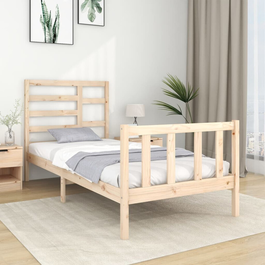 vidaXL Bedframe massief hout 75x190 cm afbeelding 1