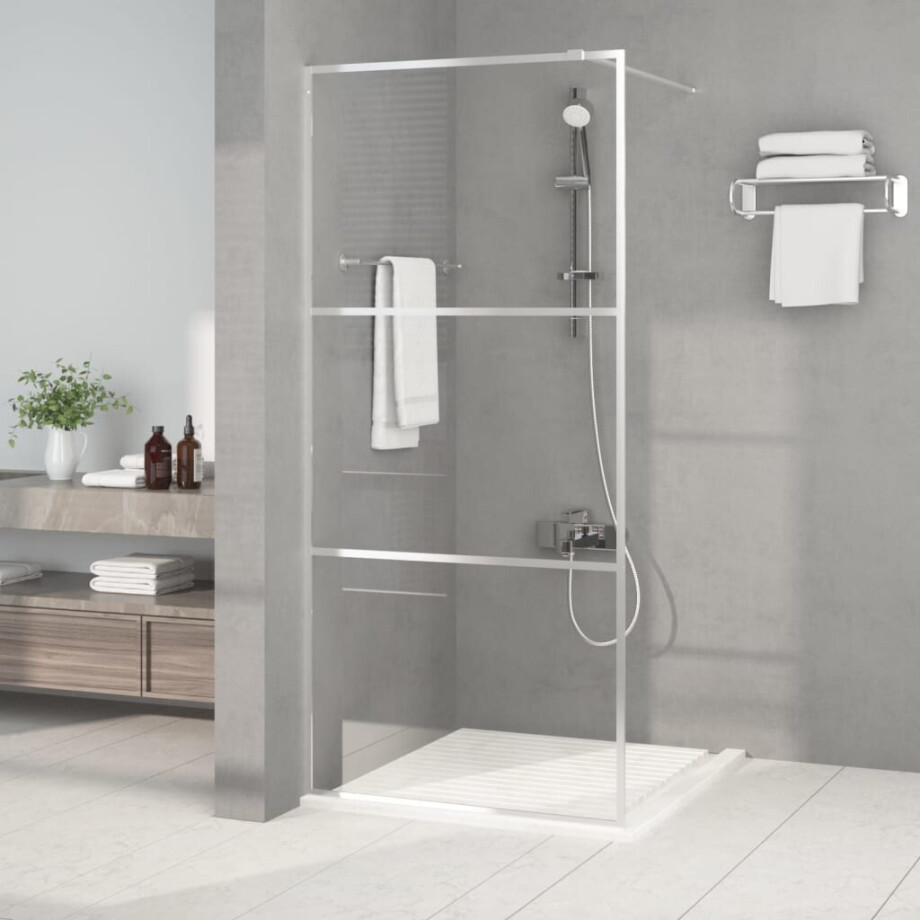 vidaXL Inloopdouchewand 90x195 cm transparant ESG-glas zilverkleurig afbeelding 1