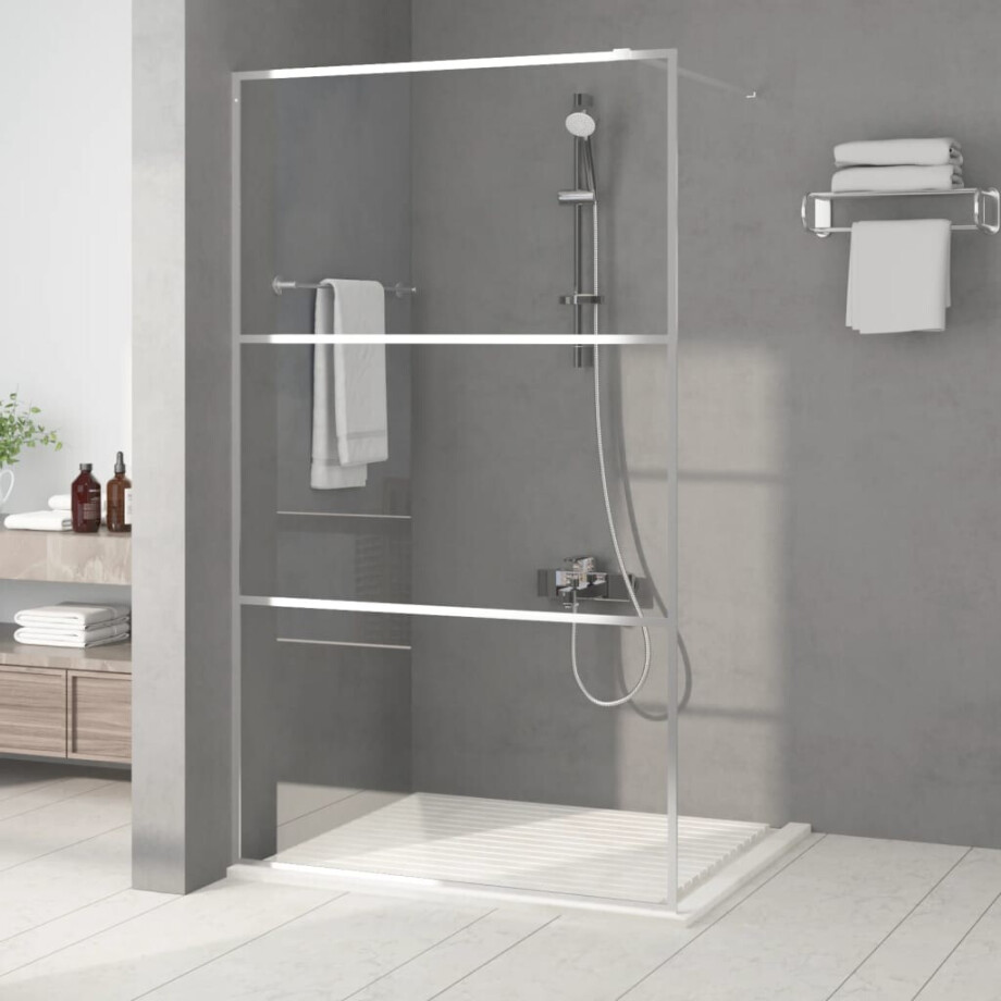 vidaXL Inloopdouchewand 115x195 cm transparant ESG-glas zilverkleurig afbeelding 1