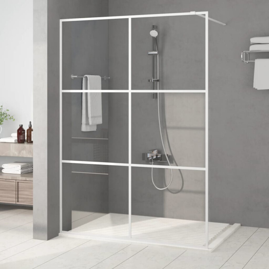 vidaXL Inloopdouchewand 140x195 cm transparant ESG-glas wit afbeelding 1