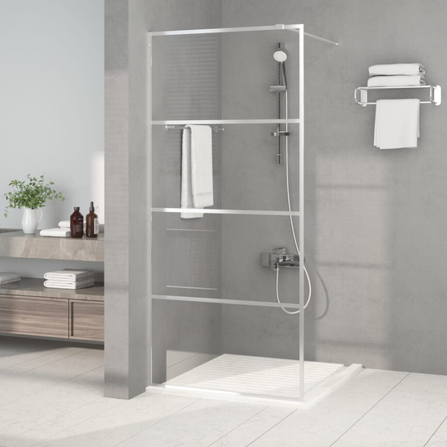 vidaXL Inloopdouchewand 90x195 cm transparant ESG-glas zilverkleurig afbeelding 1