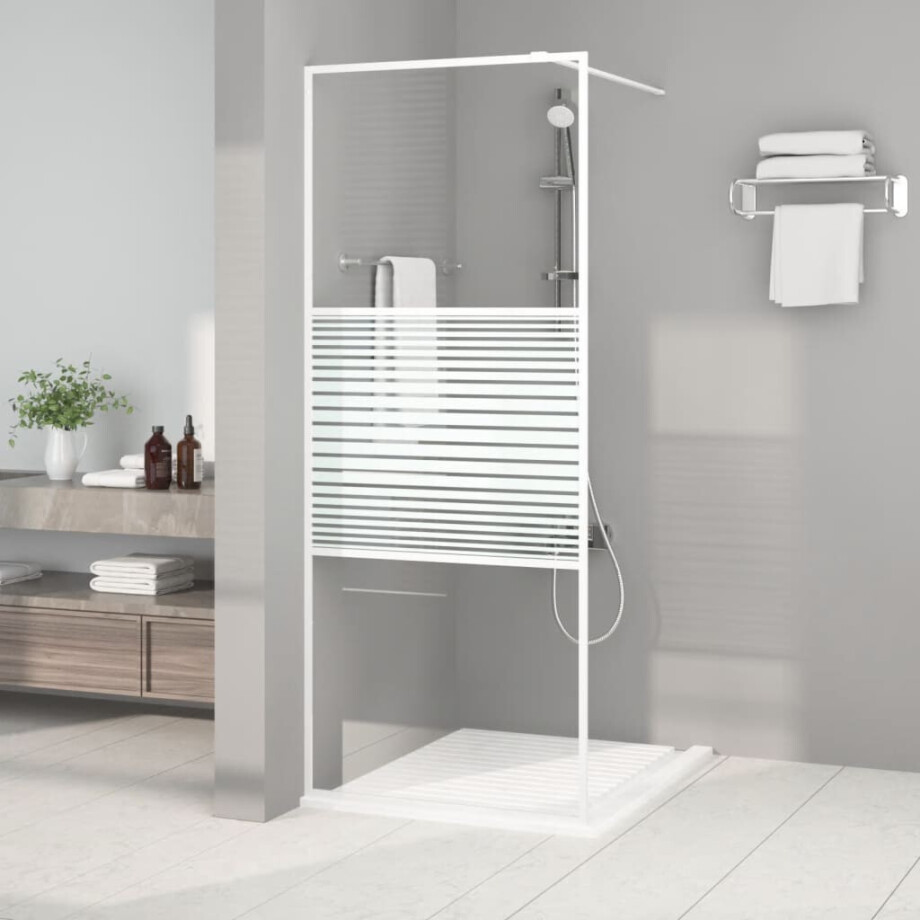 vidaXL Inloopdouchewand 80x195 cm transparant ESG-glas wit afbeelding 1