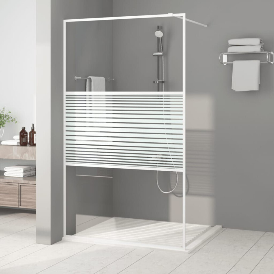 vidaXL Inloopdouchewand 115x195 cm transparant ESG-glas wit afbeelding 1