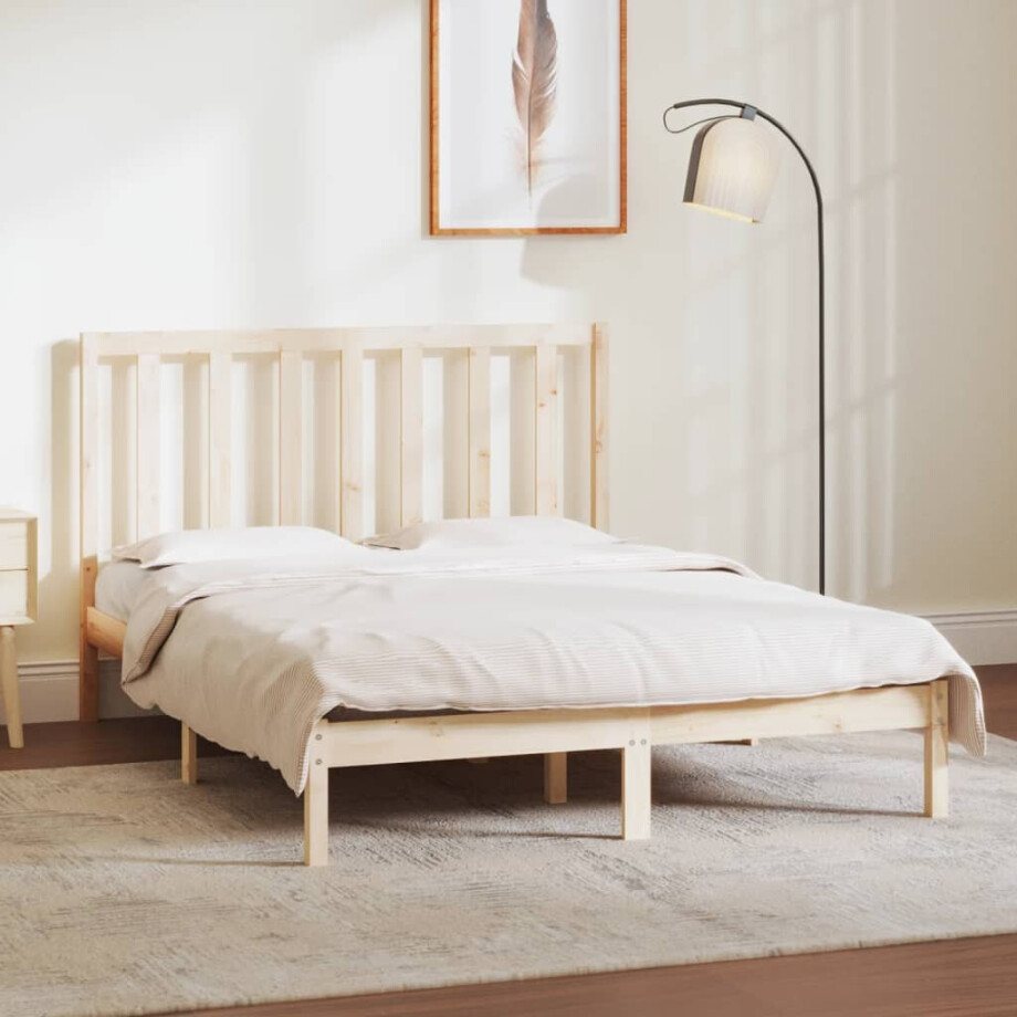 vidaXL Bedframe zonder matras massief grenenhout 135x190 cm vidaXL Bedframe zonder matras massief grenenhout 135x190 cm afbeelding 1