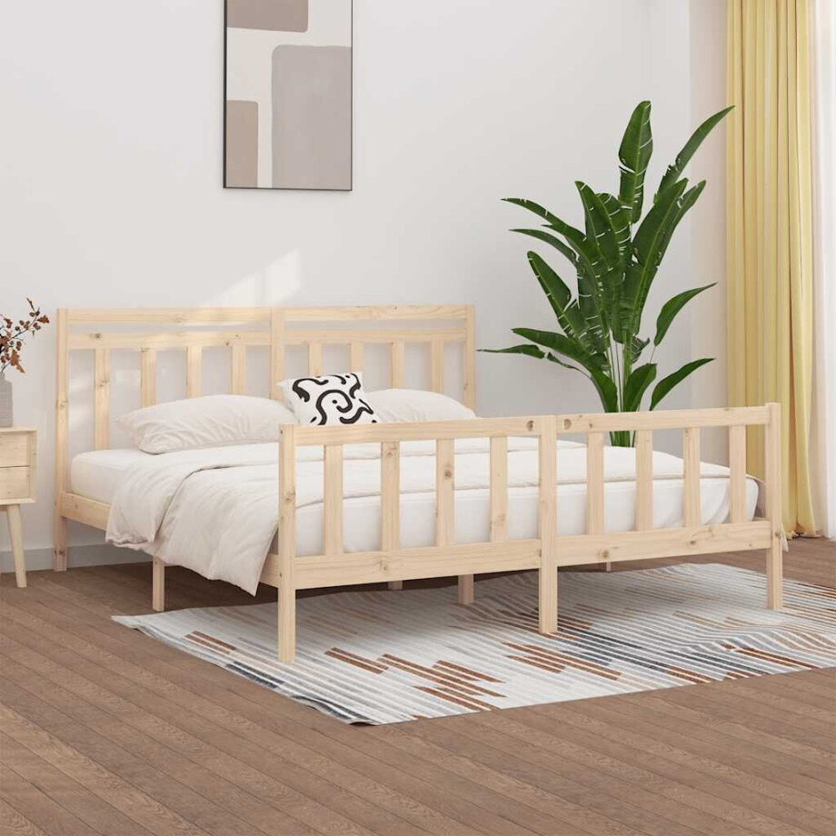 vidaXL Bedframe massief grenenhout 200x200 cm vidaXL Bedframe massief grenenhout 200x200 cm afbeelding 1