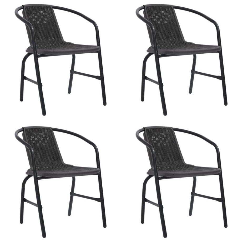 vidaXL Tuinstoelen 4 st 110 kg kunststof rattan en staal vidaXL Tuinstoelen 4 st 110 kg kunststof rattan en staal afbeelding 1