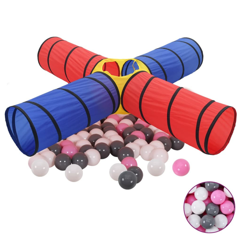 vidaXL Kinderspeeltunnel met 250 ballen meerkleurig afbeelding 1