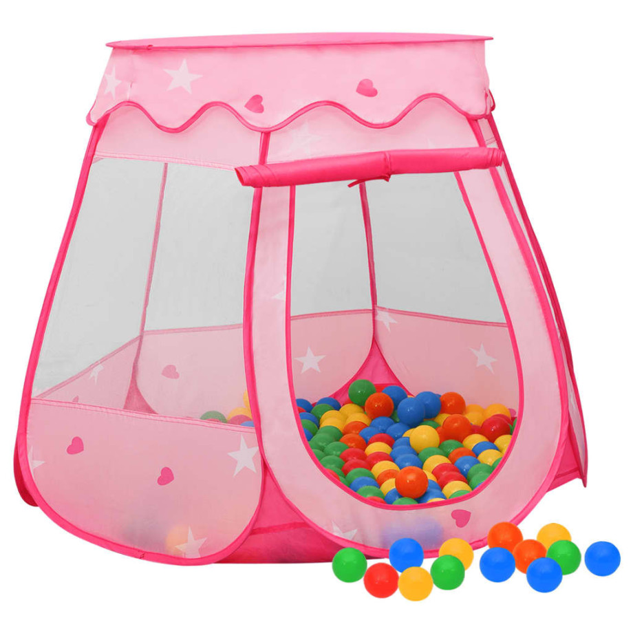 vidaXL Kinderspeeltent met 250 ballen 102x102x82 cm roze afbeelding 1