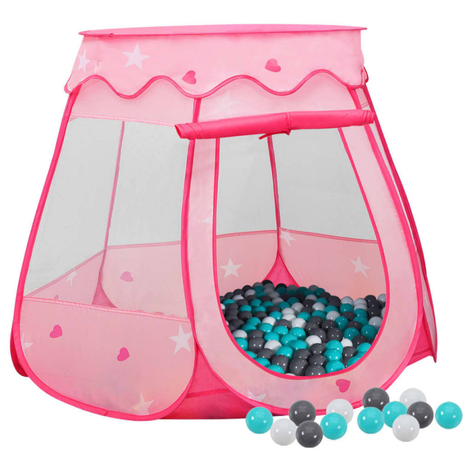 vidaXL Kinderspeeltent met 250 ballen 102x102x82 cm roze afbeelding 1