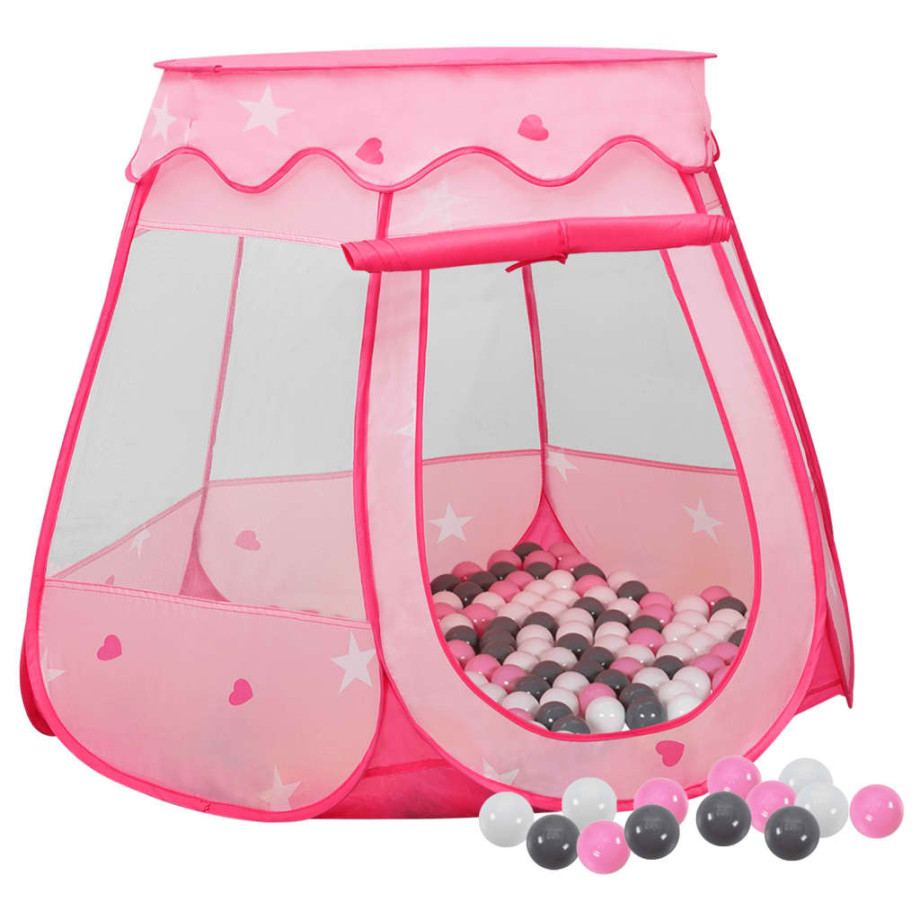vidaXL Kinderspeeltent met 250 ballen 102x102x82 cm roze afbeelding 1