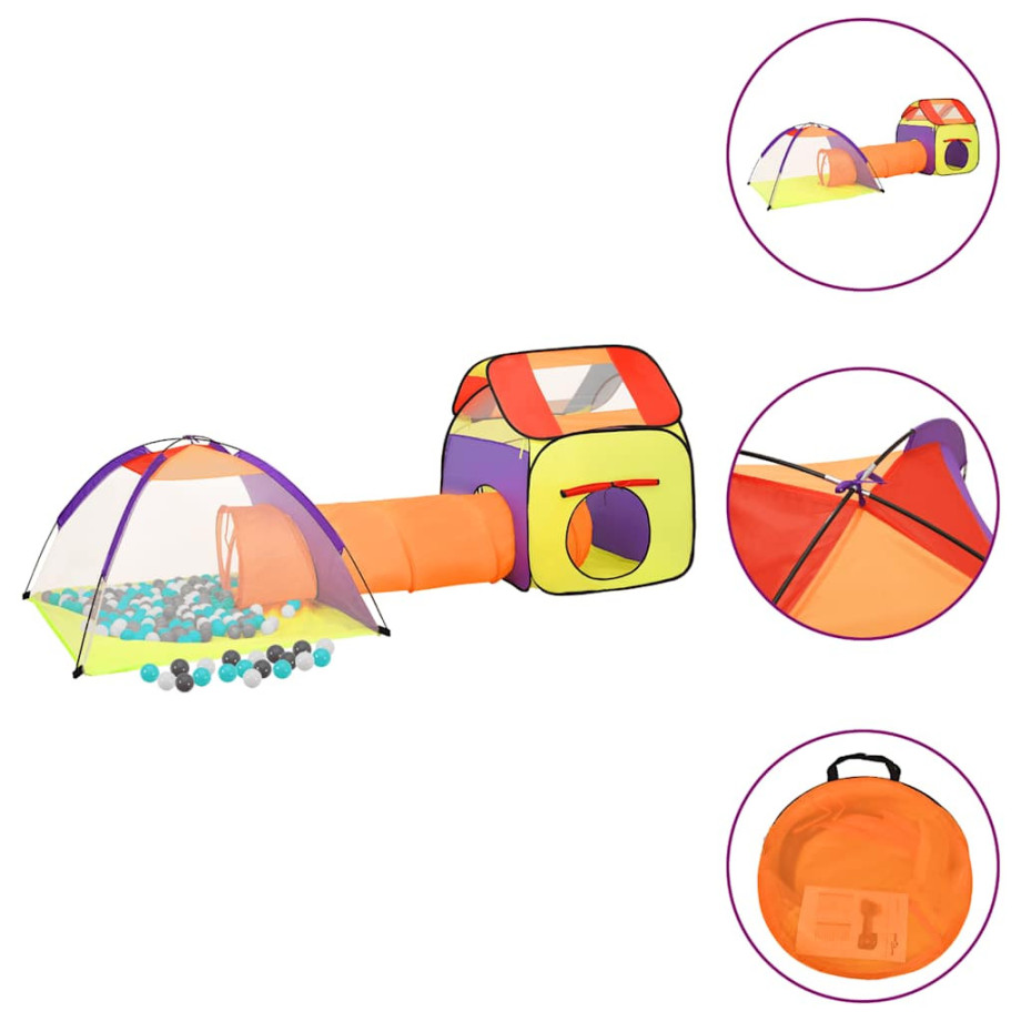 vidaXL Kinderspeeltent met 250 ballen 338x123x111 cm meerkleurig afbeelding 1