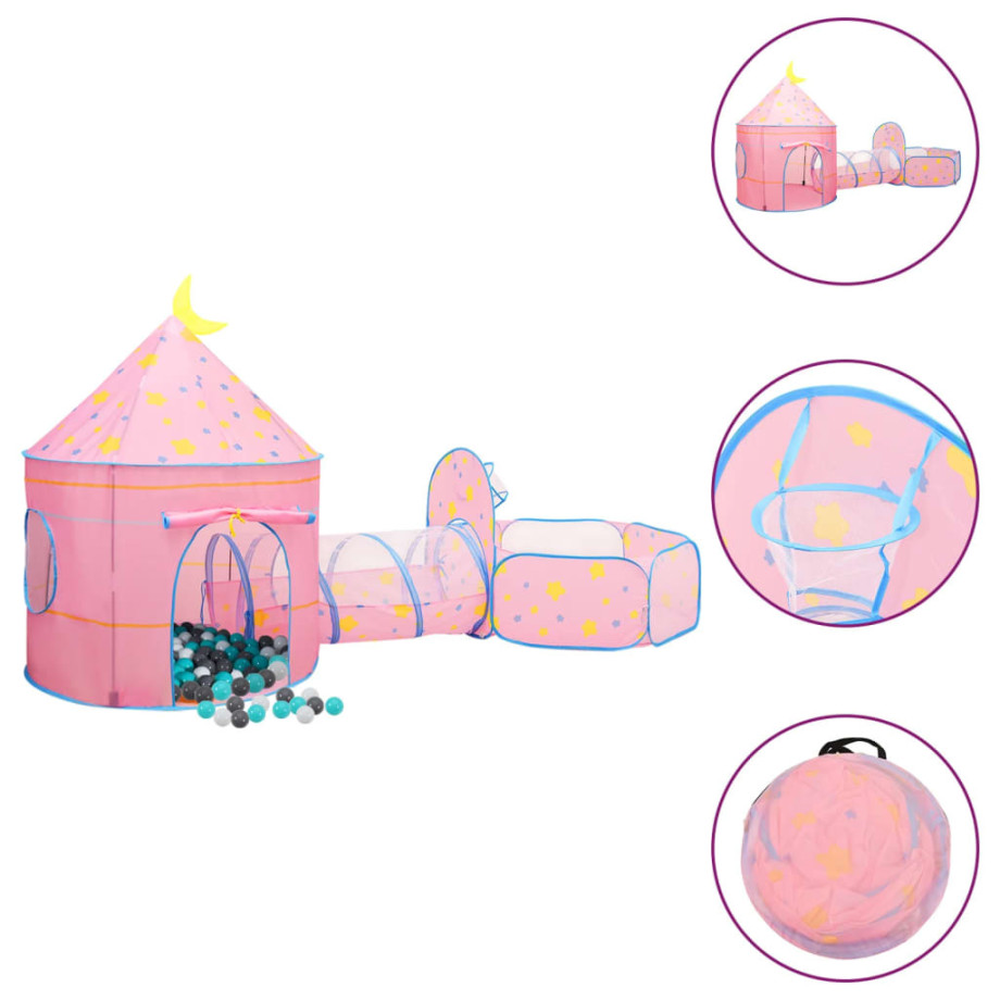 vidaXL Kinderspeeltent met 250 ballen 301x120x128 cm roze afbeelding 1