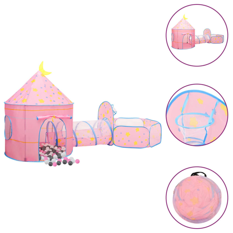 vidaXL Kinderspeeltent met 250 ballen 301x120x128 cm roze afbeelding 1