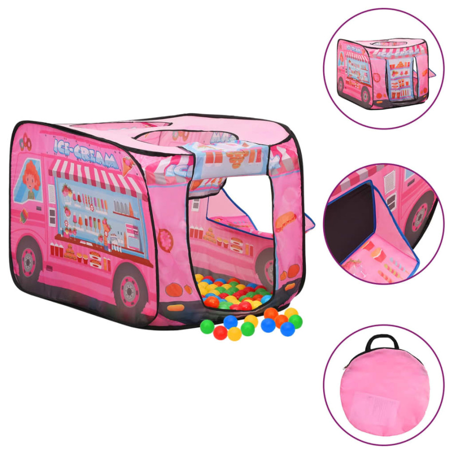 vidaXL Kinderspeeltent met 250 ballen 70x112x70 cm roze afbeelding 1