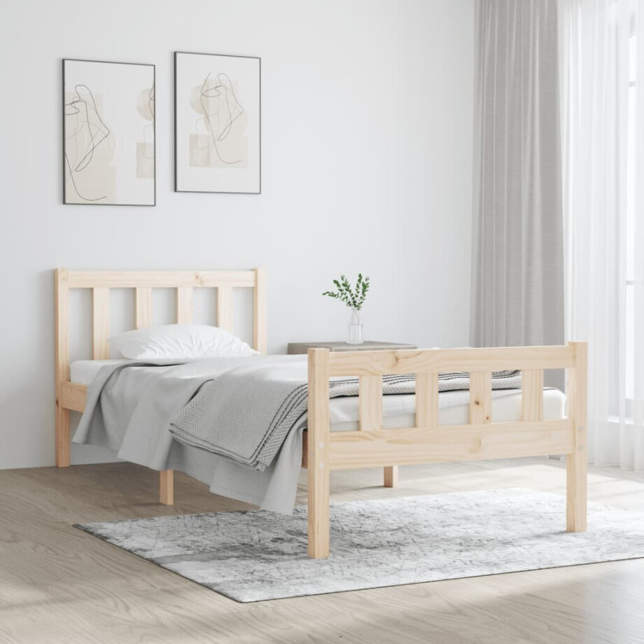 vidaXL Bedframe massief hout 90x190 cm afbeelding 1