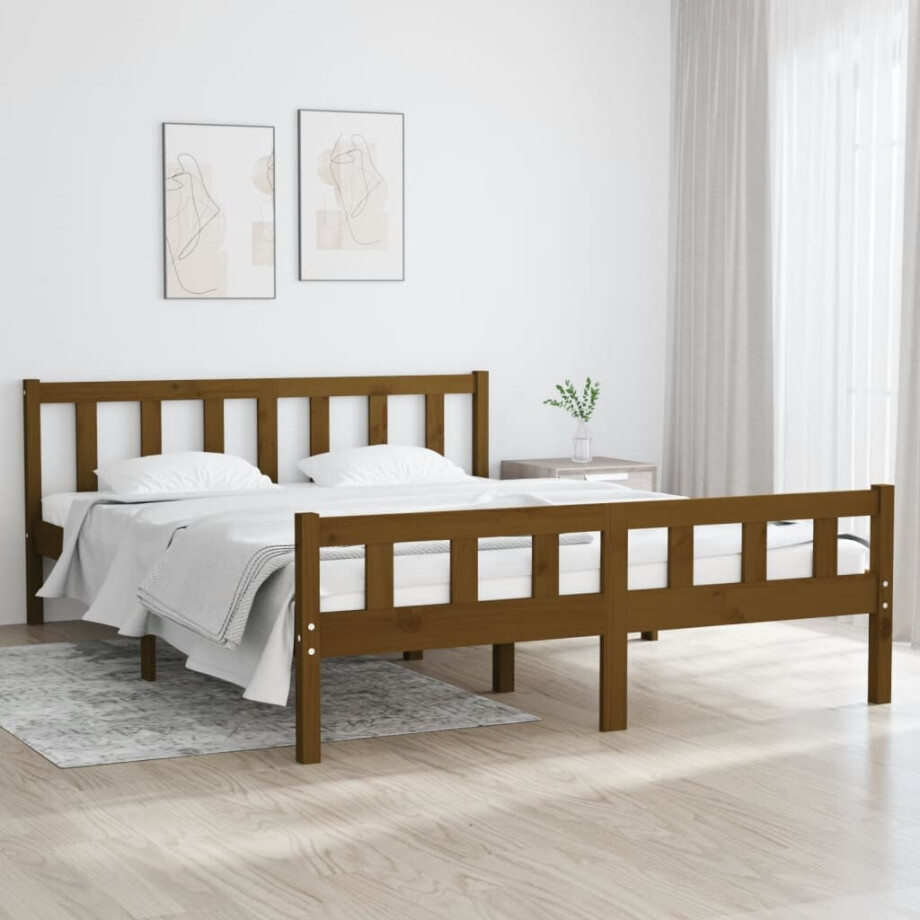 vidaXL Bedframe massief hout honingbruin 120x200 cm afbeelding 1