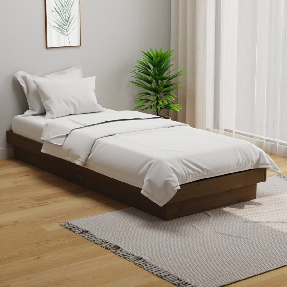 vidaXL Bedframe massief hout honingbruin 75x190 cm afbeelding 1