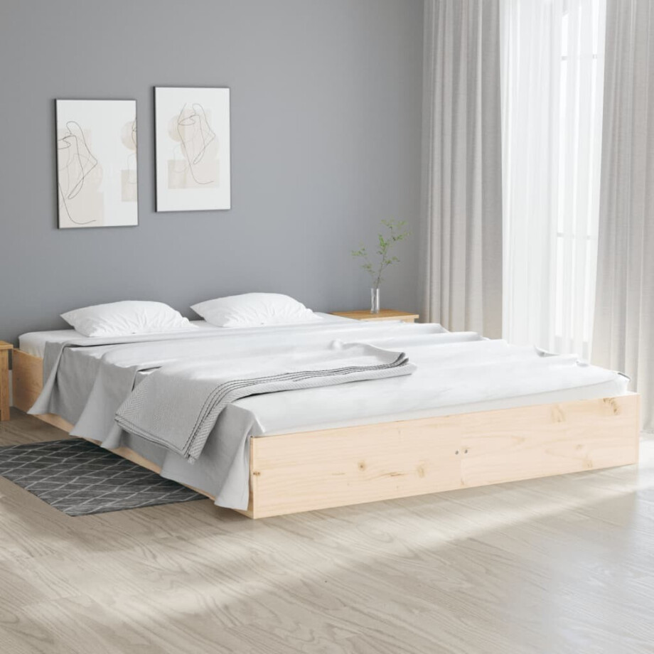 vidaXL Bedframe zonder matras massief hout 140x200 cm afbeelding 1