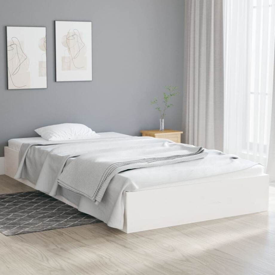 vidaXL Bedframe massief hout wit 90x200 cm vidaXL Bedframe massief hout wit 90x200 cm afbeelding 1