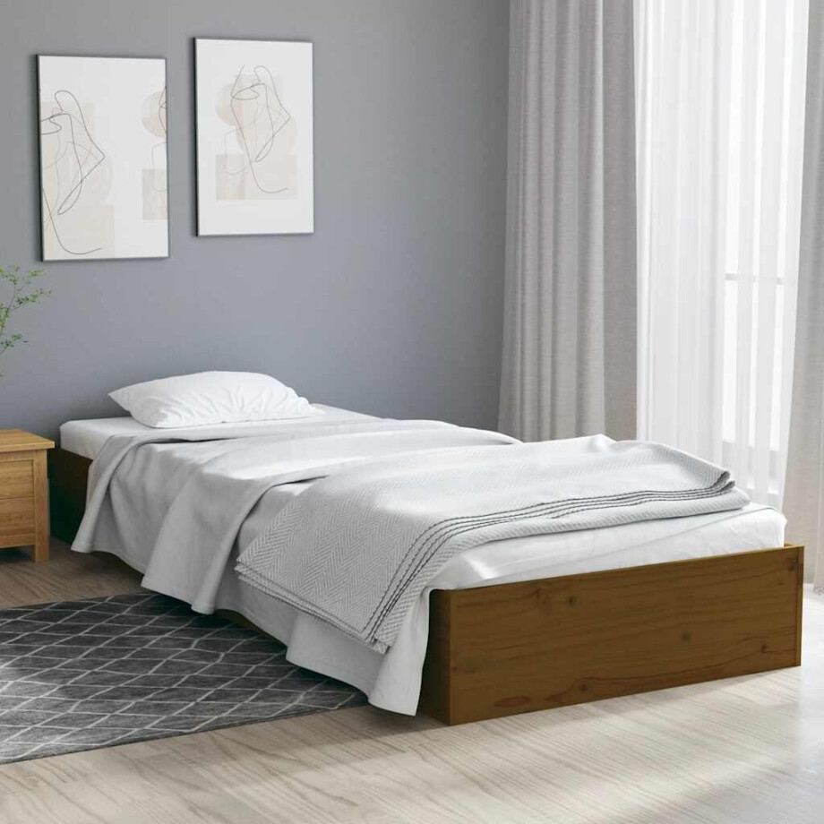 vidaXL Bedframe massief hout honingbruin 75x190 cm afbeelding 1