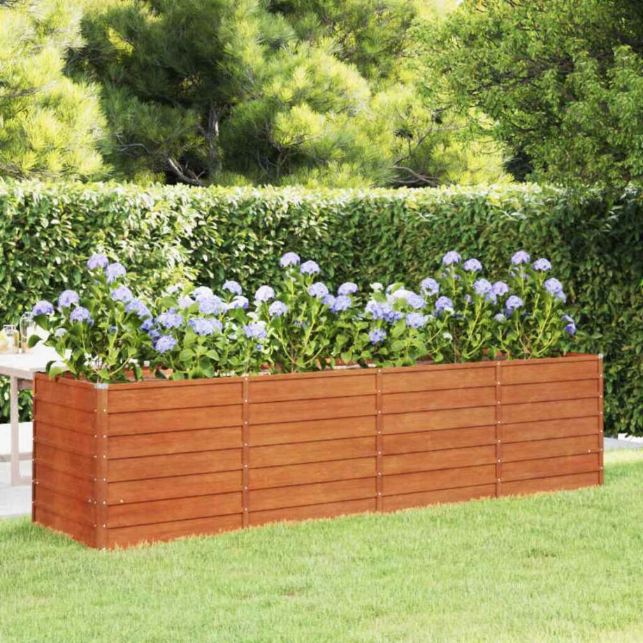 vidaXL Plantenbak verhoogd 320x80x77 cm cortenstaal roestig afbeelding 1