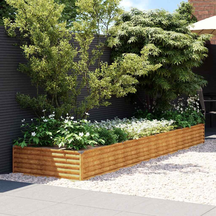 vidaXL Plantenbak verhoogd 387x100x36 cm cortenstaal afbeelding 1