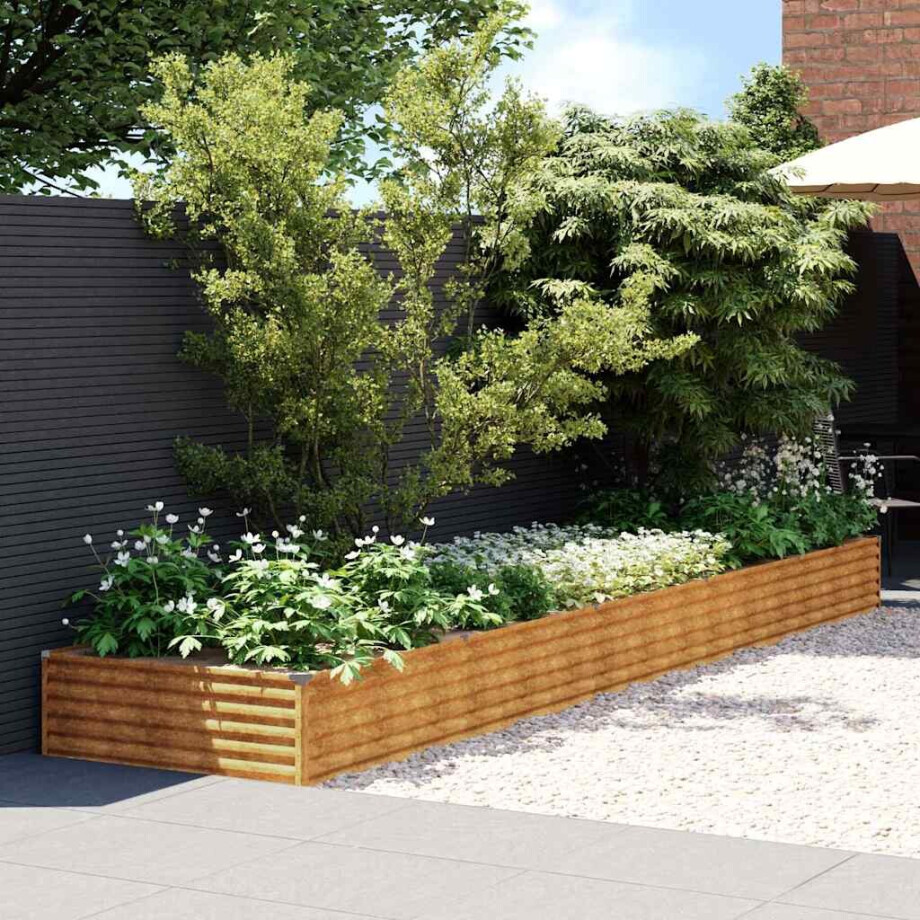 vidaXL Plantenbak verhoogd 482x100x36 cm cortenstaal afbeelding 1