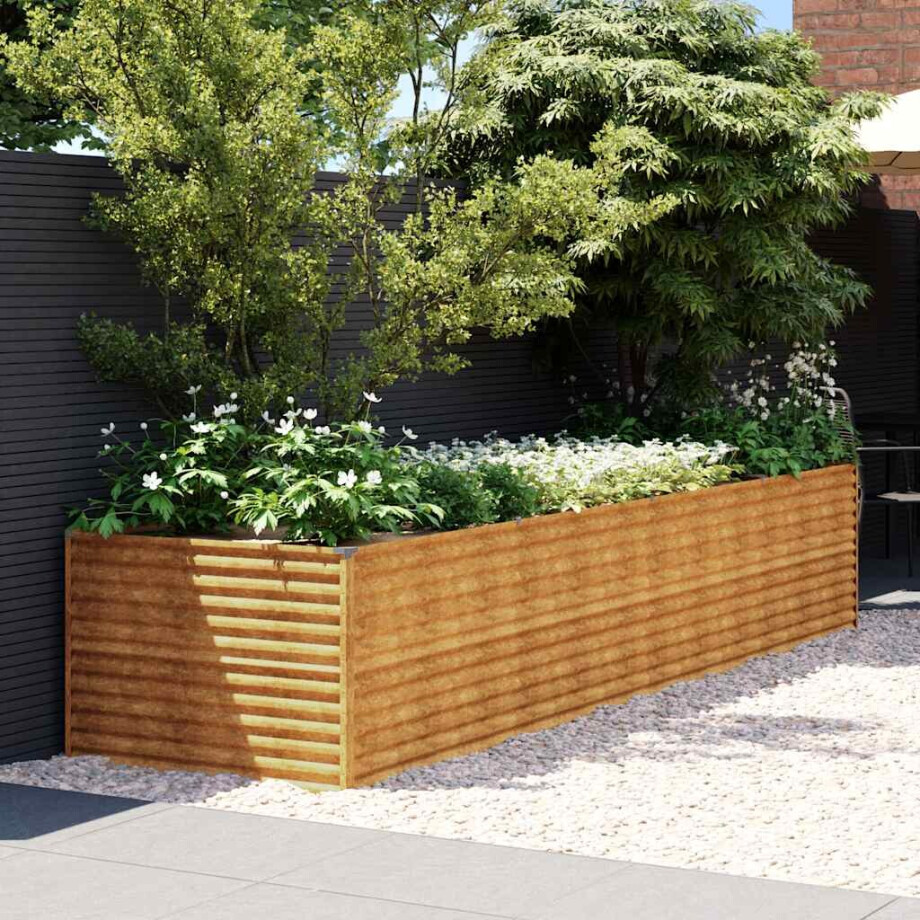 vidaXL Plantenbak verhoogd 386x100x69 cm cortenstaal afbeelding 1