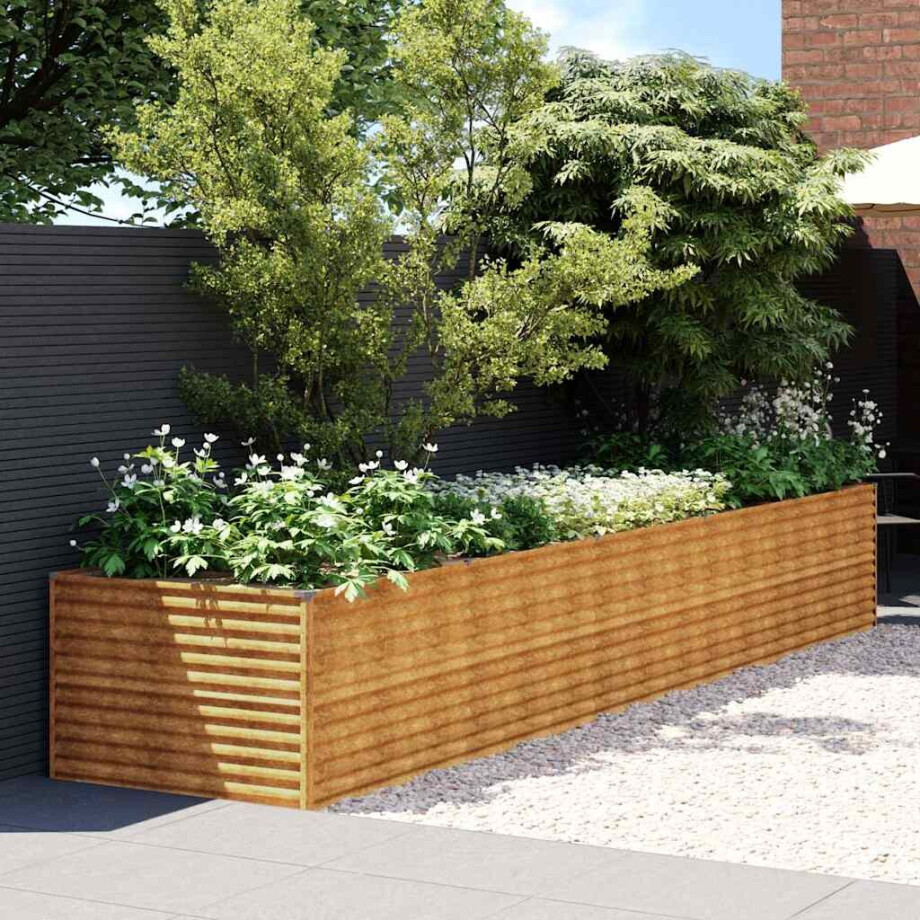vidaXL Plantenbak verhoogd 479x100x69 cm cortenstaal afbeelding 1