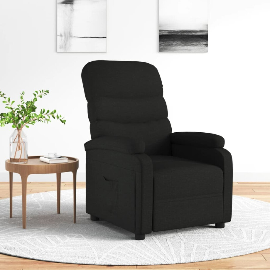 vidaXL Fauteuil verstelbaar stof zwart vidaXL Fauteuil verstelbaar stof zwart afbeelding 1